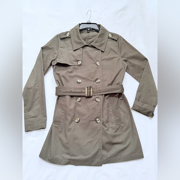 Zenana Outfitters Jackets & Blazers - Trench Coat Belted Women’s Double-Breasted- Olive Small
